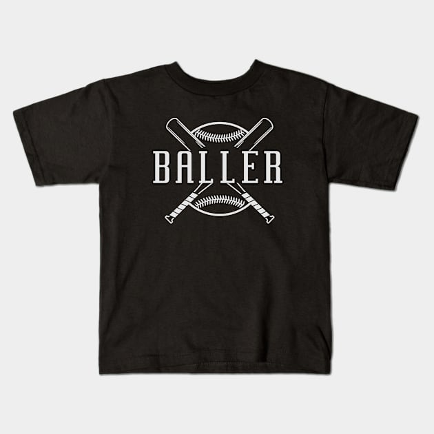 Baller In Baseball Kids T-Shirt by Toogoo